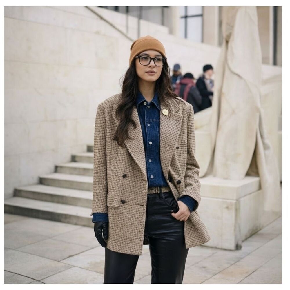 Club Monaco Double Layer Lined Beanie Unisex Camel OS